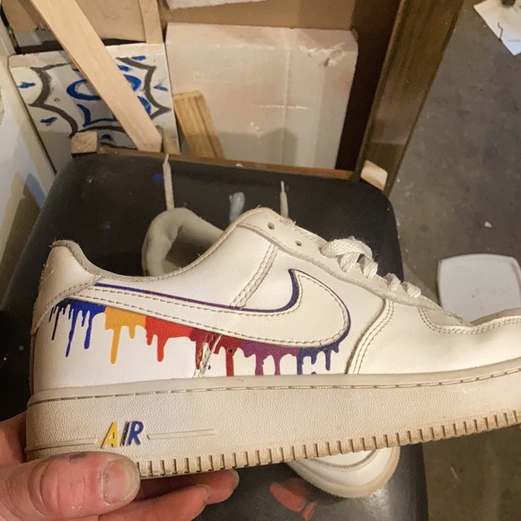 Nike Air Force 1s. Rainbow drips Size 10.5 - Picture 3 of 7